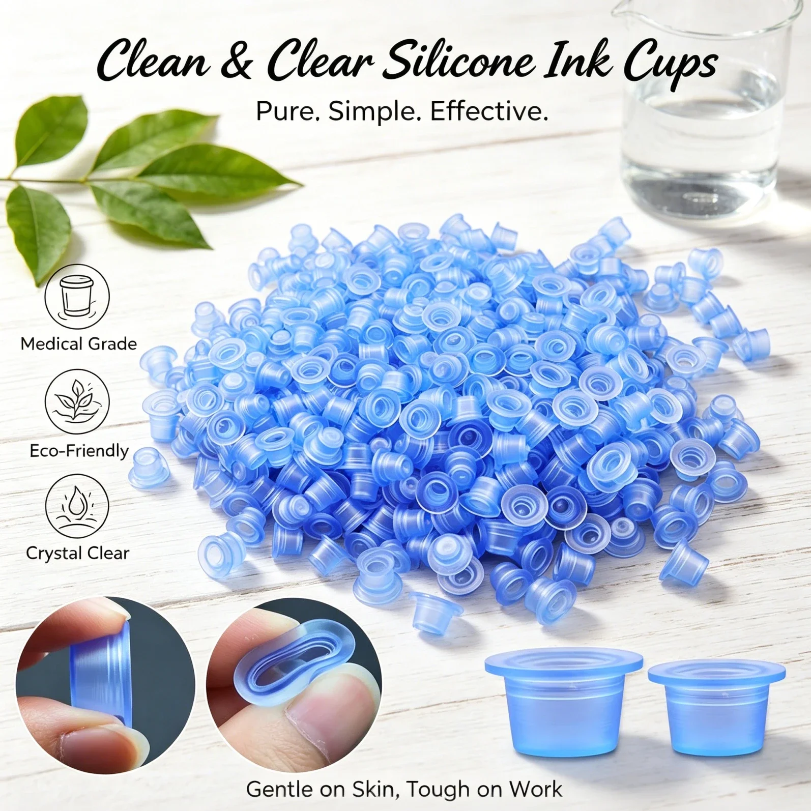 50/100Pcs  Tattoo Ink Cup S M Soft Silicone Disposable Blue Transparent Permanent Makeup Accessories Container Makeup Tools