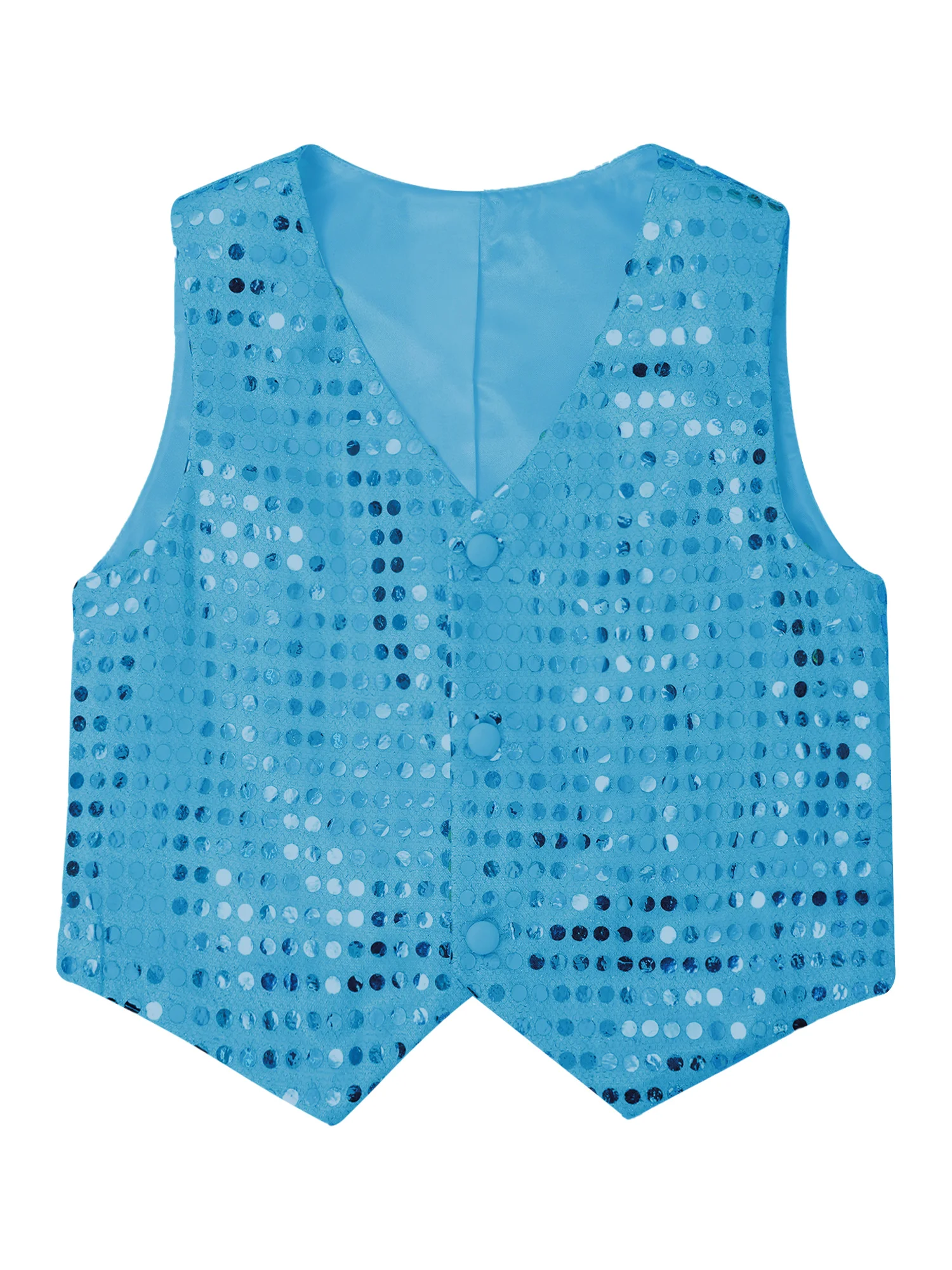 Kids Jazz Dance Costume Sleeveless Glitter Sequins Vest Magician Cosplay Waistcoat Choir Stage Performance Clothing Dancewear