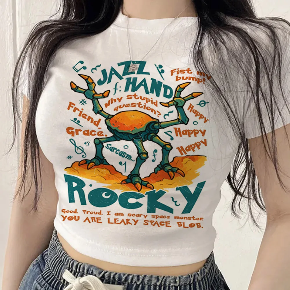 Project Hail Mary crop top ladies gyaru y2k summer manga dollette top tees jojifuku clearance sales anime 2000s korean fashion