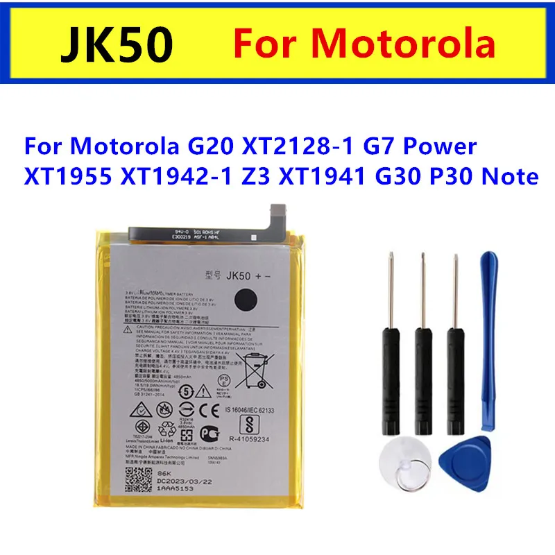 Original JK50 Battery For Motorola Moto G20 XT2128-1 64GB GSM G7 Power XT1955 XT1942-1 Z3 XT1941 G30 P30 Note Batteries