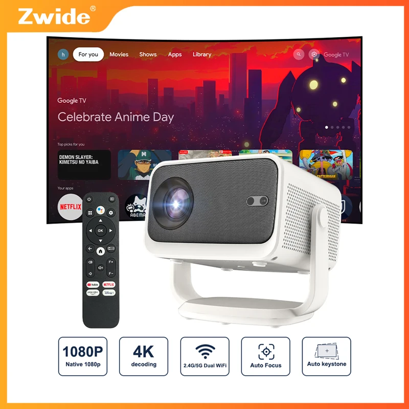 Zwide Native 1080P 700ANSI 8K Home Cinema WIFI Android Convenient Smart TV Movie Projector with GMS