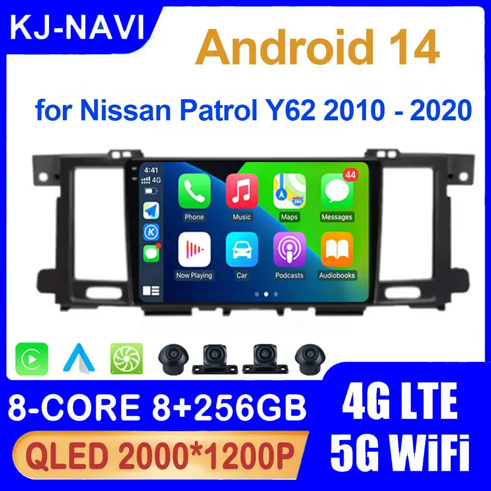 Android 14 for Nissan Patrol Y62 2010 - 2020 Car Radio Multimedia Video Player GPS Navigation Auto Carplay 5G WIFI