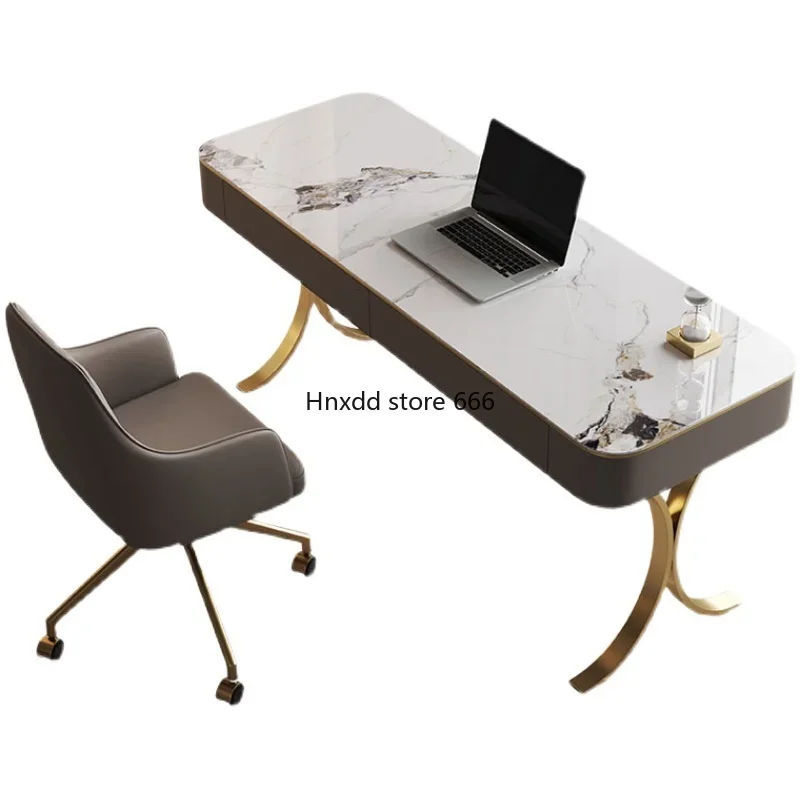 Light luxury rock slab desk computer desk modern simple study designer desk