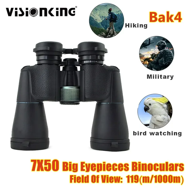 Visionking Professional 7X50 Binoculars BAK4 FMC Big Vision Full Nitrogen Waterproof Telescope Hunting Birdwatching Guide Scope