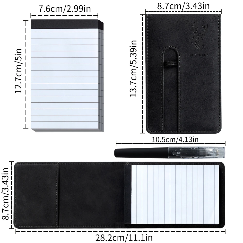 A7-Lederhülle, horizontaler Linienplaner, klebriges Notizbuch im Taschenformat mit Stift für Geschäftstagebuch, Memo, Büro, Schule, Schreibwaren – Detail 1