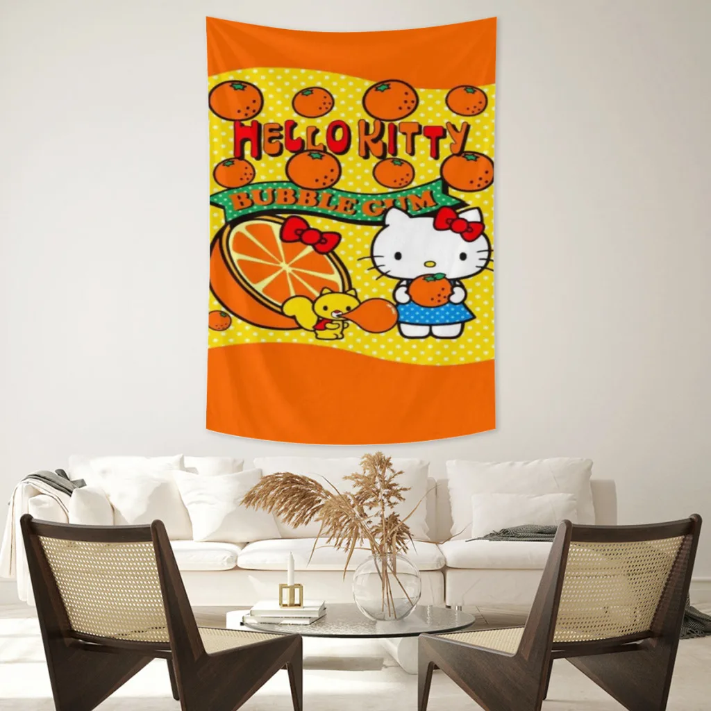 

Cute Anime Sanrio Hello Kitty Kawaii Tapestries Room Decoration Items Home Décor Bedroom Wall Decorating Cloth