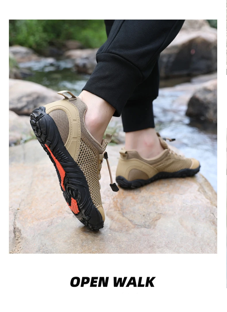 Sommerliche Flusslauf-Schuhe, atmungsaktive, lässige Sportschuhe aus Mesh für Herren, ausgehöhlte Mesh-Outdoor-Bergsteiger- und Wanderschuhe – Detail 12
