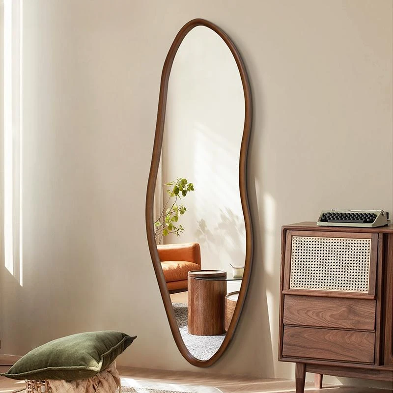 Source manufacturer solid wood Nordic mirror wall-mounted entrance decorative mirror cloakroom full-length mirror