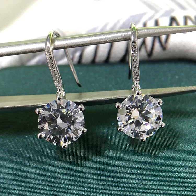 Luxury Solid Platinum PT950 Earrings female simple fashion earrings drop earrings 14k gold moissanite diamond earrings