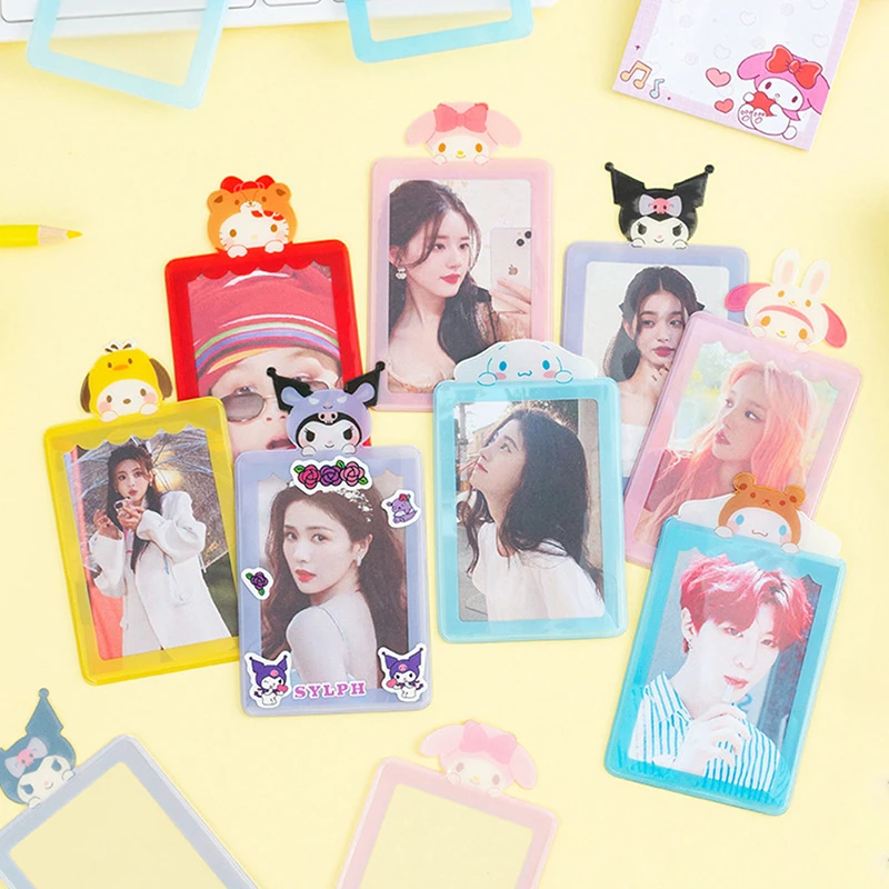 Kpop Kawaii Photocard Collect Holder with Pendant Rabbit Bear Credit ID Bank Bus Photo Card Protective Sleeve Student Stationery