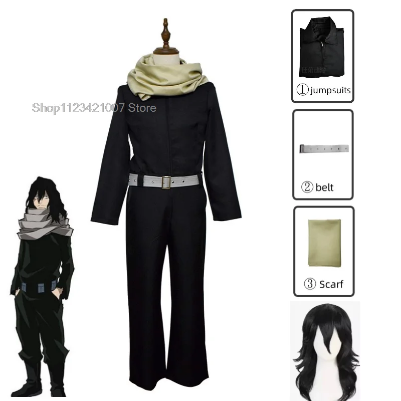 Anime My Hero Academia Aizawa Shouta Cosplay Costumes Eraser Head Glasses Props Cosplay Clothes Men Cartoon Outfit Wigs Shoes