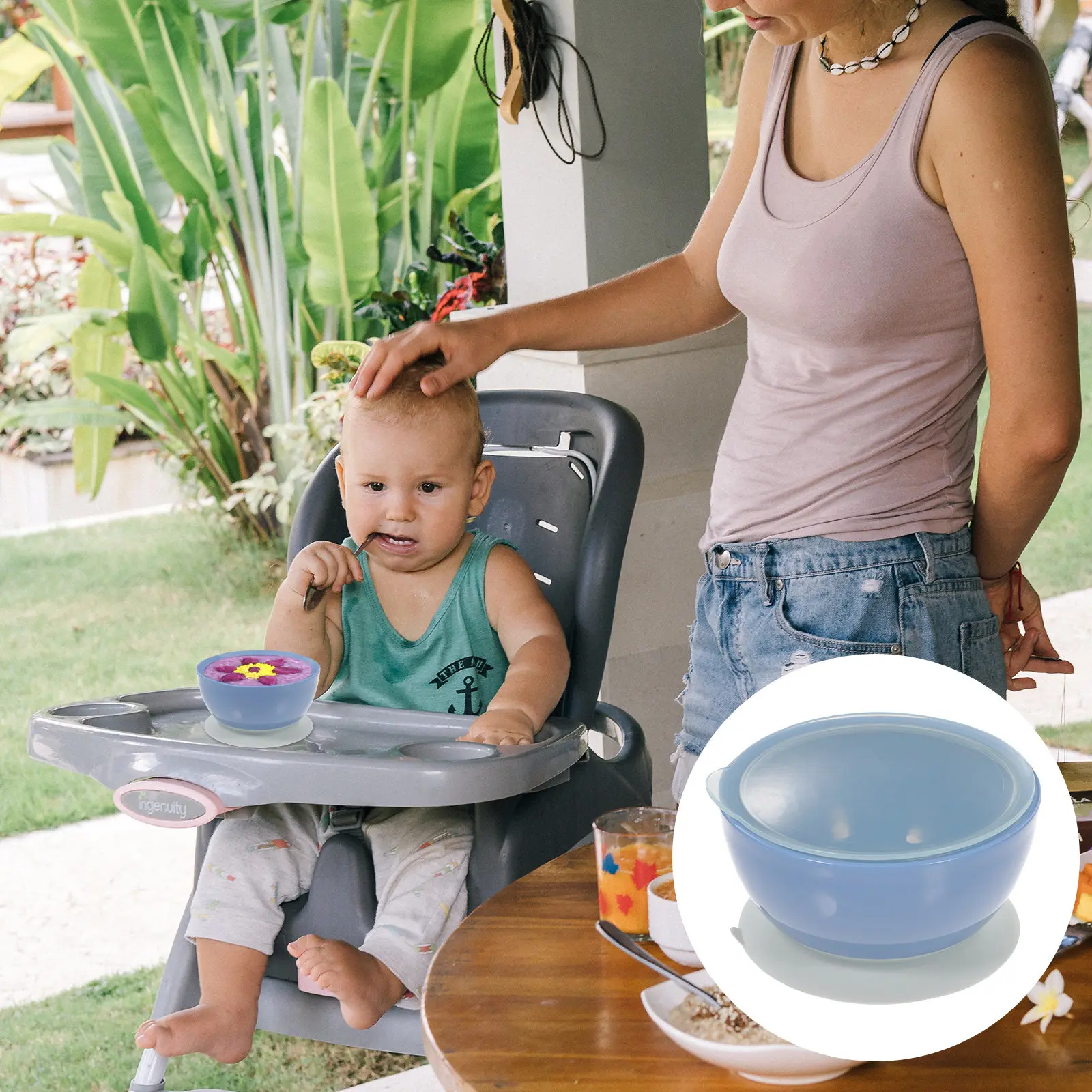 

Силиконовая тарелка-непроливайка с присоской и крышкой для малышей, обучающая тарелка для кормления, детская тарелка на присоске