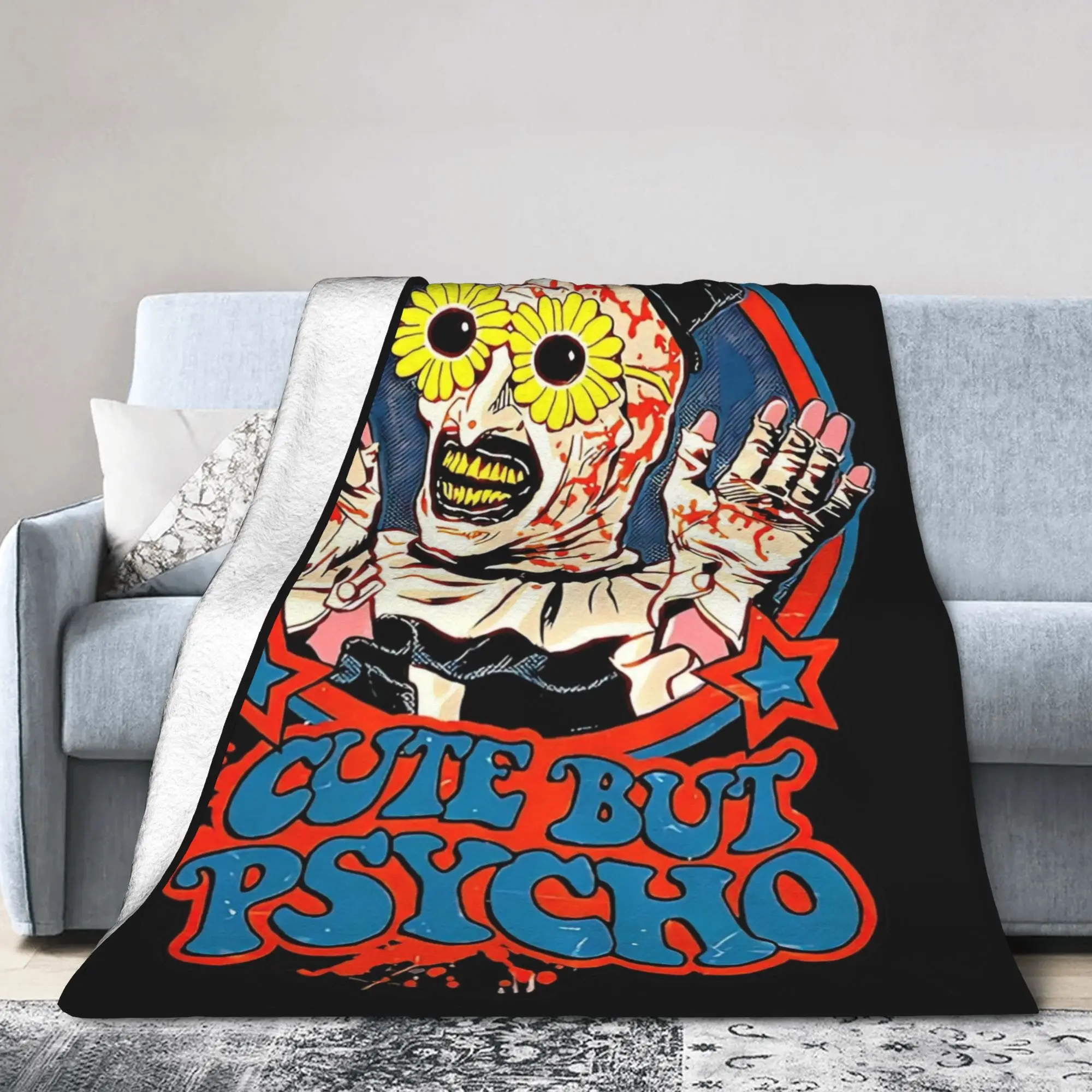Cute but Psycho Terrifier Blankets Coral Fleece Plush  Winter   Multifunction Warm Throw Blankets for Home Couch Bedspreads