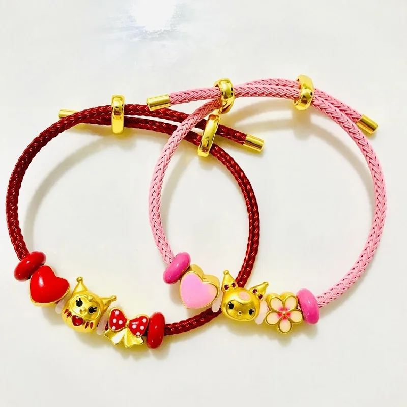 New Culomi Bracelet Anime Sanrio Gilded Kulomi Bow Heart Steel Wire Woven Bracelet Men's and Women's Fashion Jewelry Gifts