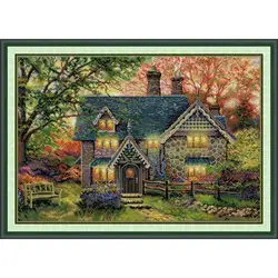 Autunno Giardino Cottage Stampato Punto Croce Kit 14ct 16ct 11ct Conte Stampato Tela Ricamo Fatto A Mano FAI DA TE Cucito Decorazioni Per La Casa