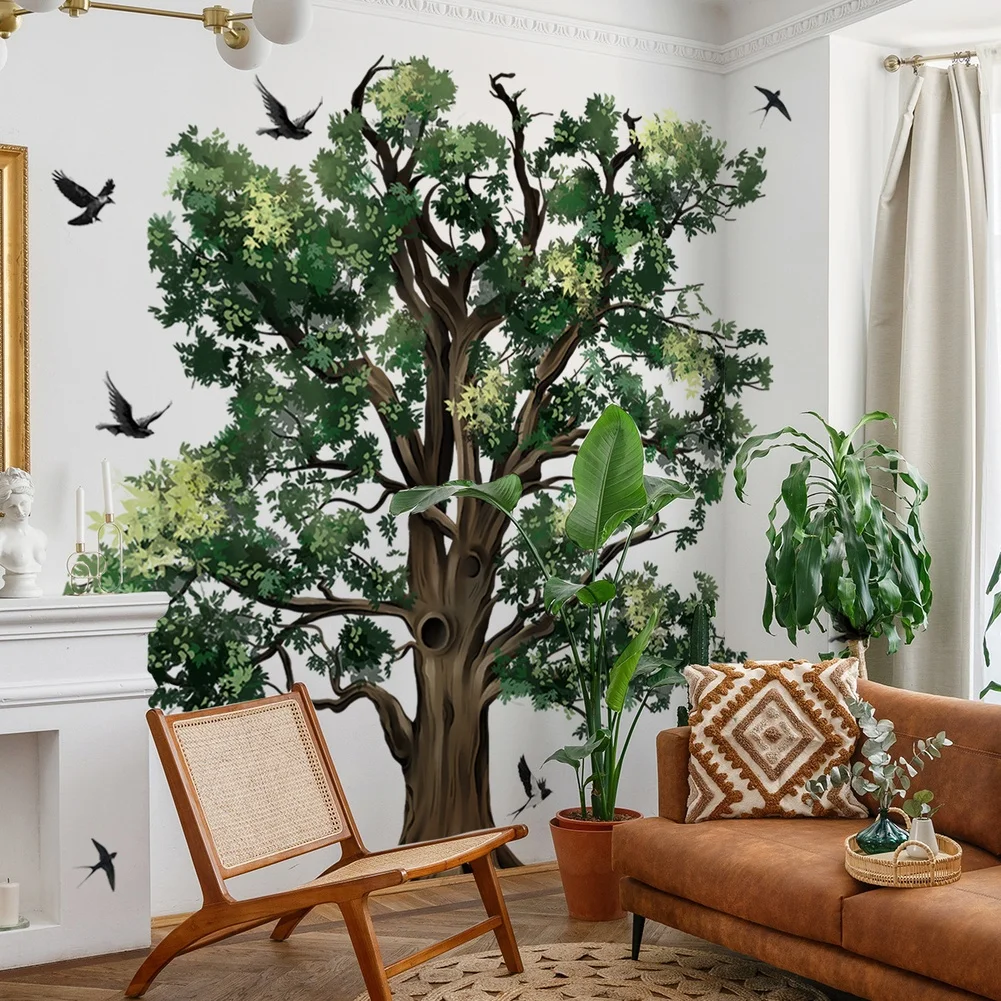 Realistic Tree And Birds Decor Modern Decor Sticker Bird Wall Decal Damage-free Application Indoor Use Easy To Apply