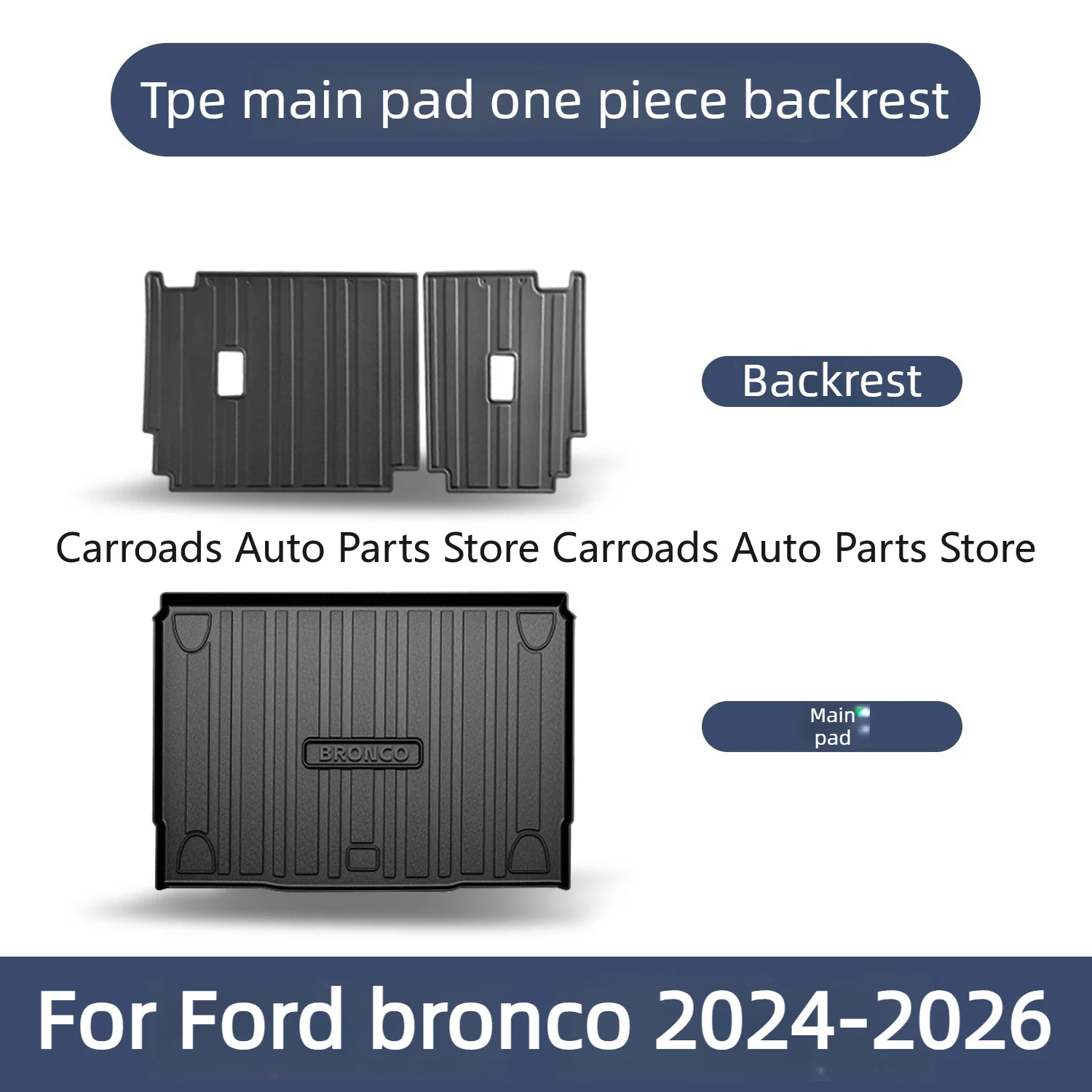 Durable For 24-26 Ford Bronco Trunk Pad - TPE Waterproof Cargo Mat, Special Decoration for Domestic Car Interior Mod Accessories