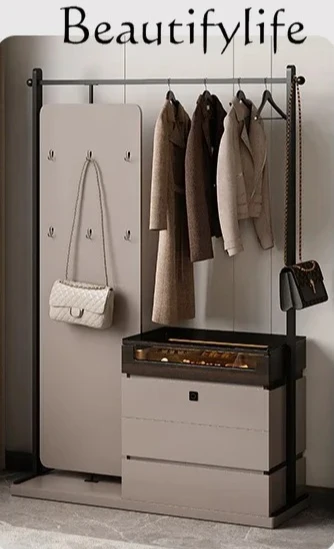 

Italian minimalist coat rack light luxury high-end bedroom bedside storage hanger full-length mirror