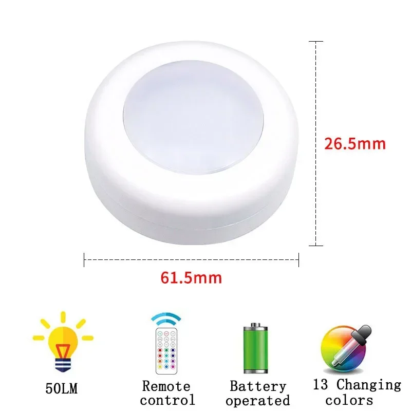 NEW RGB Color Under Cabinet Lights Wireless Battery LED Lights Remote Control Dimmable Wardrobe Night Lamp For Bedroom Kitchen