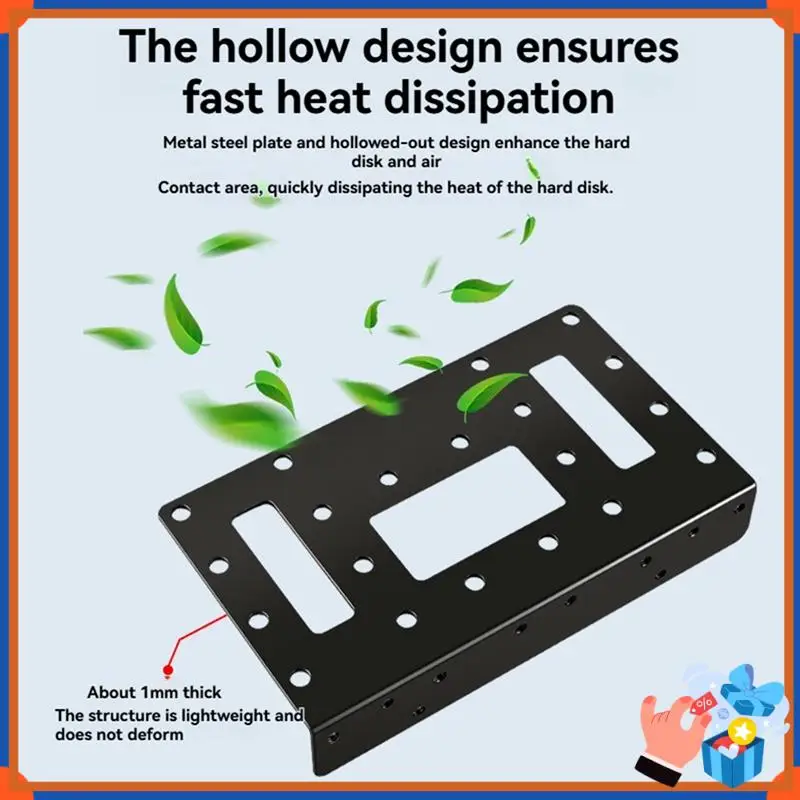 Braket Pemasangan Hard Disk Kompak Braket Hard Drive untuk 2.5In/3.5In SAS/SATA HDD SSD DIY Rak Rak Hollowout Logam Penyimpanan