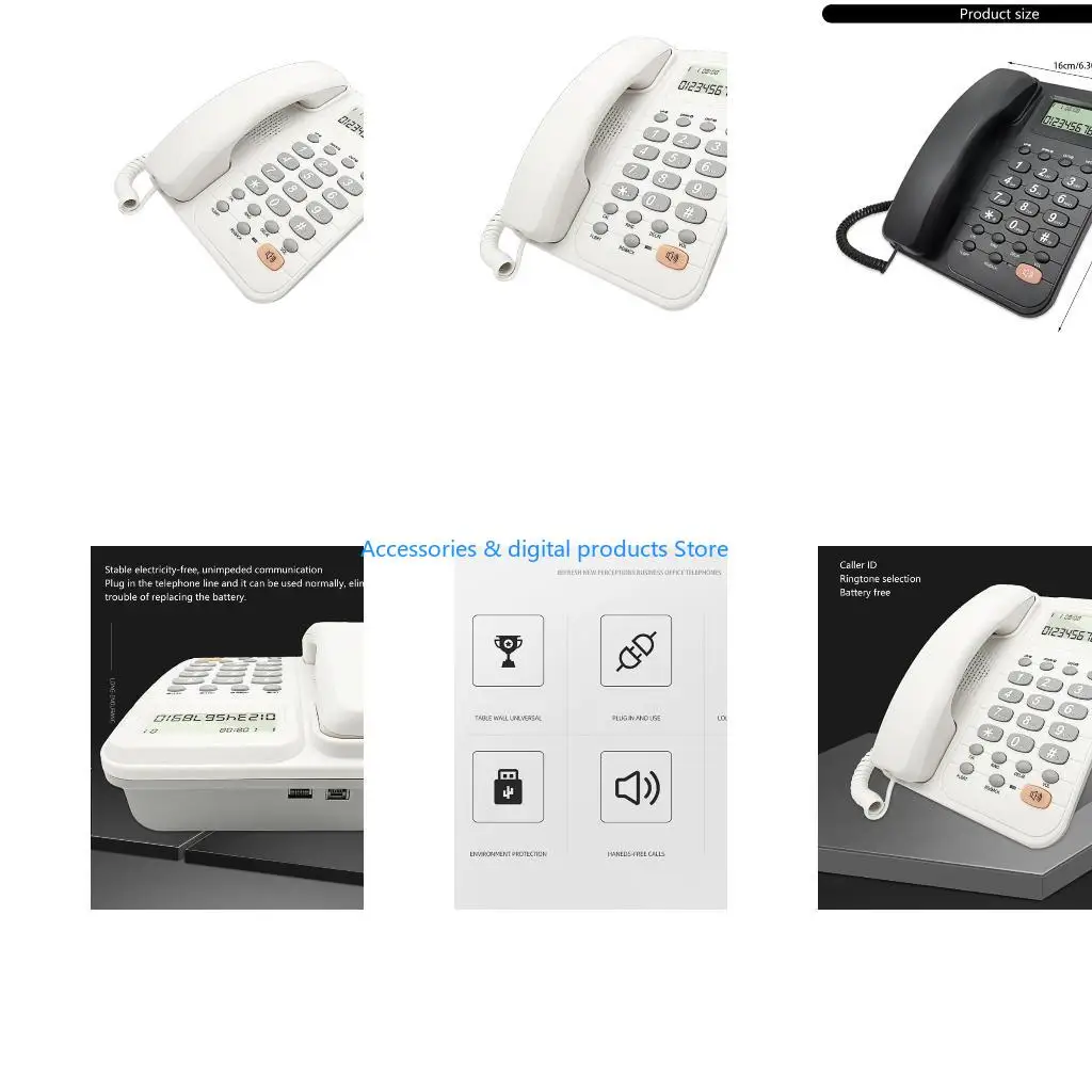 77JD Fixed Landline Phone Desktop Telephone for Corporate Offices and Hospitality Caller Identification Energy Saving