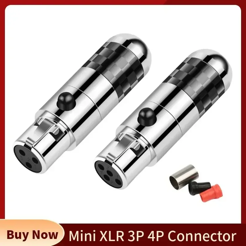 Mini XLR Connector 3P 4 Pole Jack Rhodium Plated Female Audio Plug Speaker Terminal For Abyss1266 Elite lcd2 lcd5 DT1770