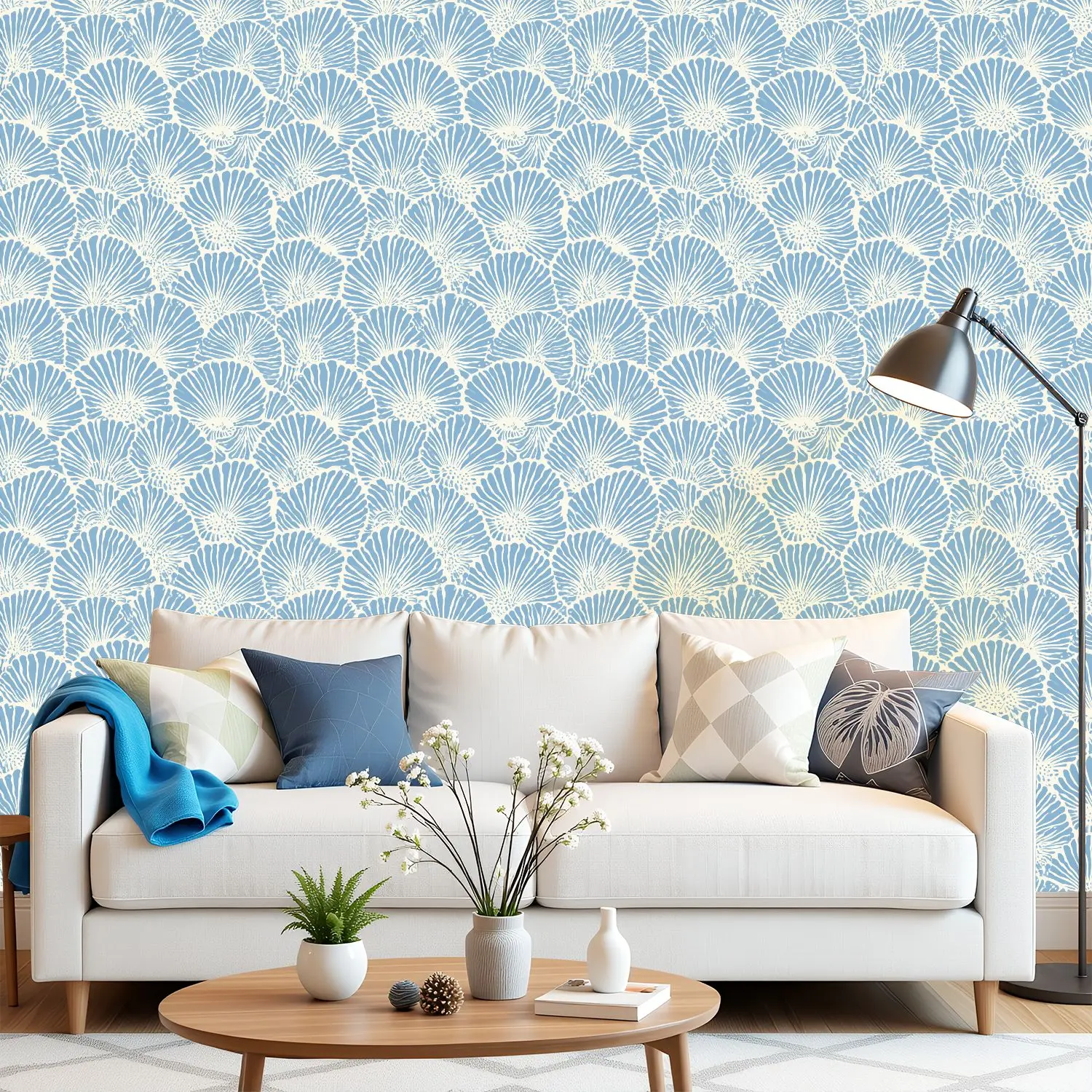 

Морские бесшовные органические обои 22,83 "X 118" водонепроницаемые обои для гостиной/спальни/ванной комнаты ПВХ стикер на стену