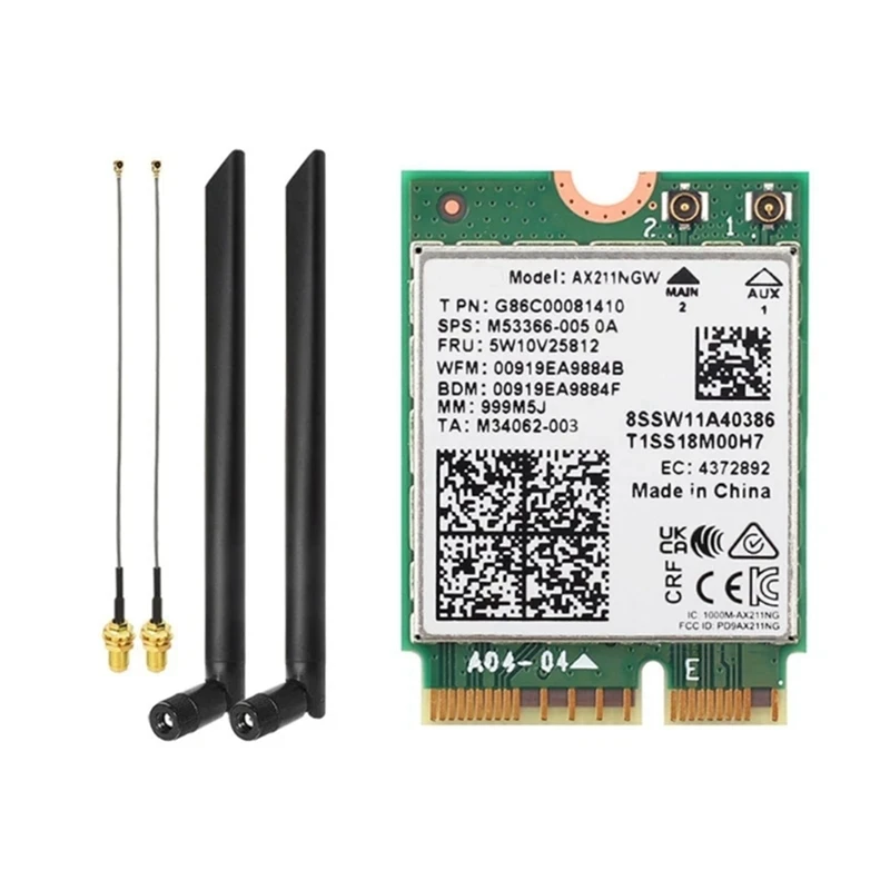 Carte réseau sans fil LeicBand AX211NGW, Wifi 6E, 2.4G, 5G, 6 mesurz, Bluetooth 5.3, AX211 M.2 CNVio