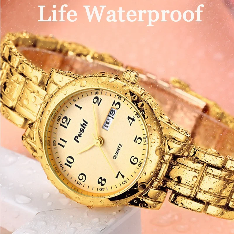 POSHI Luxury Women Watches Small Elegant Alloy Women\'s Quartz Watch Luminous Waterproof Date Ladies Bracelet Dress Wristwatch