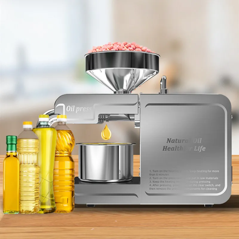 T1 Kleine huishoudelijke roestvrijstalen oliepers Intelligente automatische multifunctionele pinda-sesam Koolzaadpers Draagbaar huis