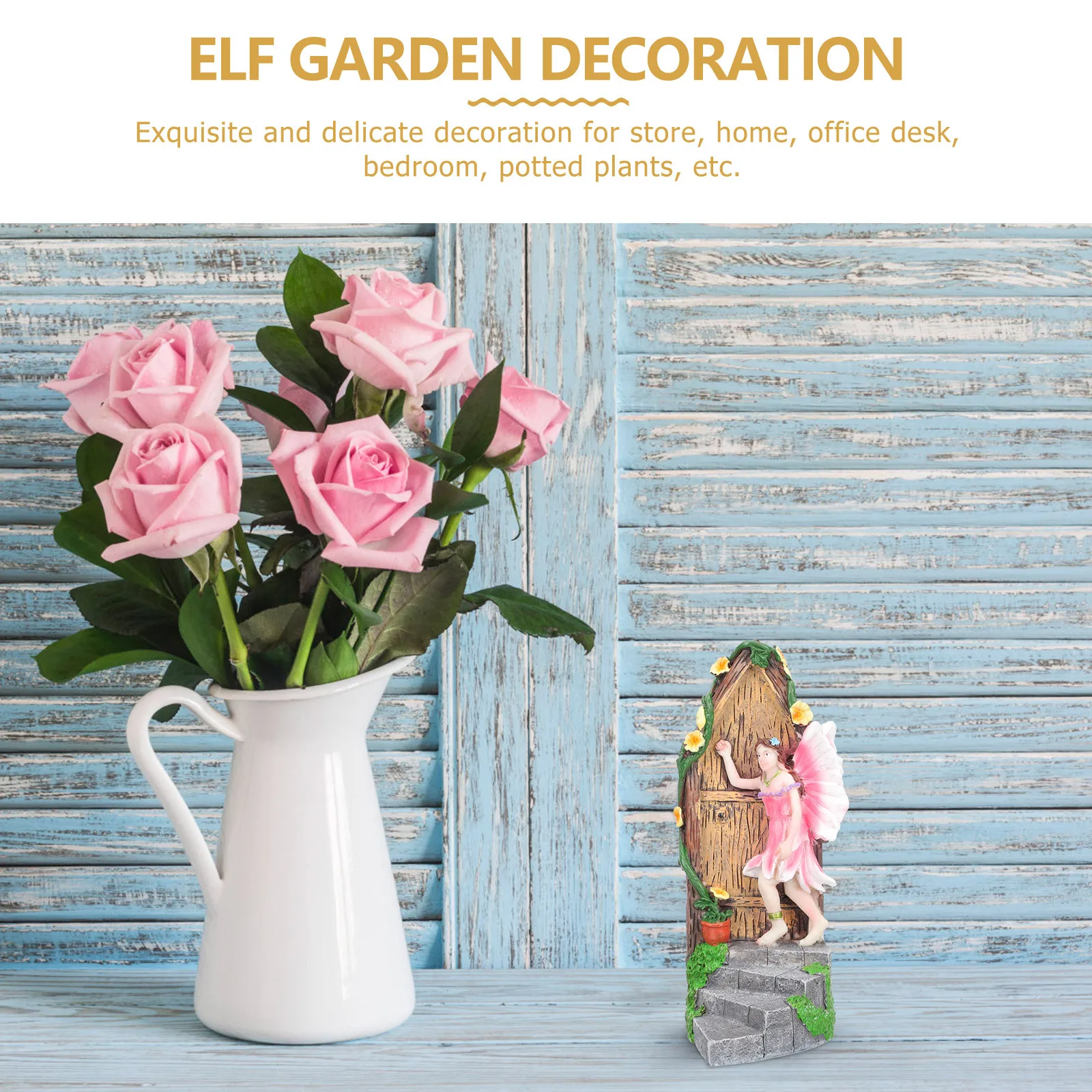 

Resin Fairy Door Statue Miniature Garden Decoration for Tree Stump Outdoor Indoor Decorative Ornament Small Elf Entrance