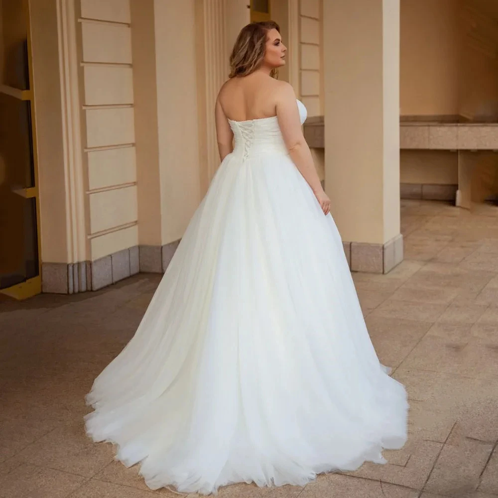 Vestidos De Novia elegantes sin tirantes, traje De Novia plisado con cordones en la espalda, sin mangas, W10387, 2024