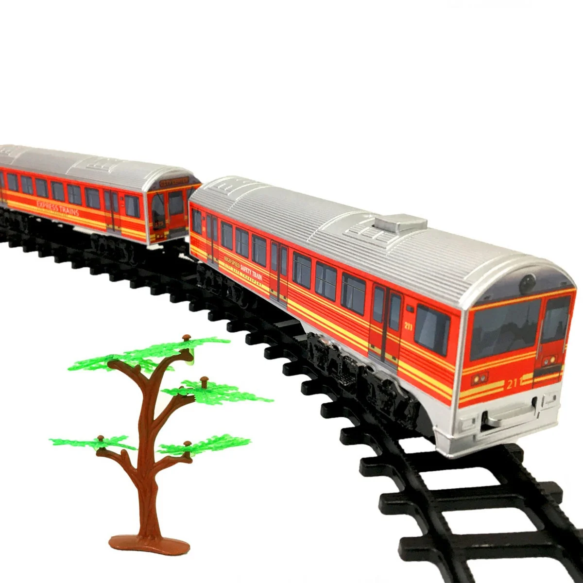 Battery powered led and illuminated rail Metro train set 15 pieces