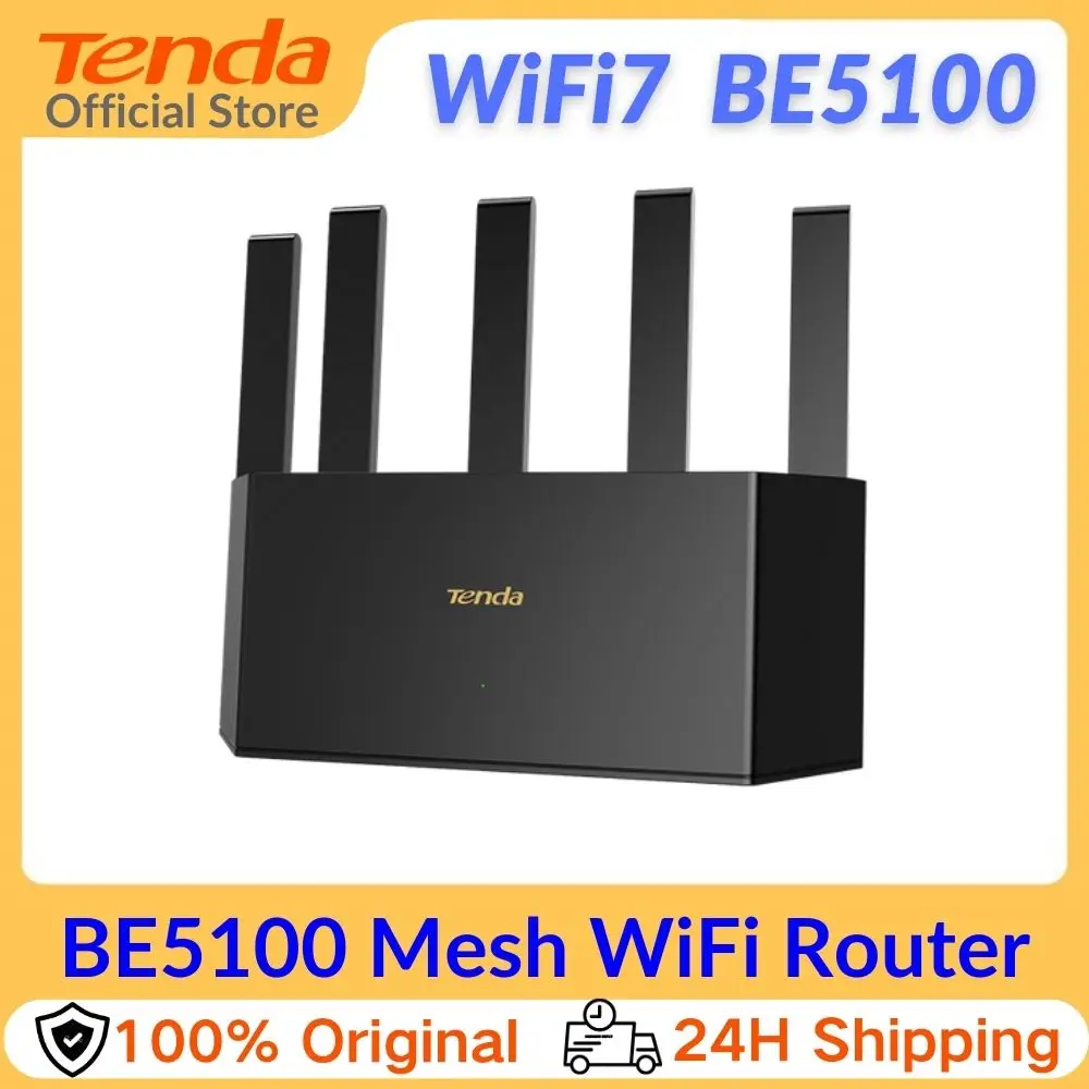 

Tenda BE5100 Dual Band Wi-Fi 7 Router RE6L Pro 1x2.5G 3x1G Ethernet Ports 2.4Ghz 5GHz Mesh WIFI System Parental Control VPN NFC