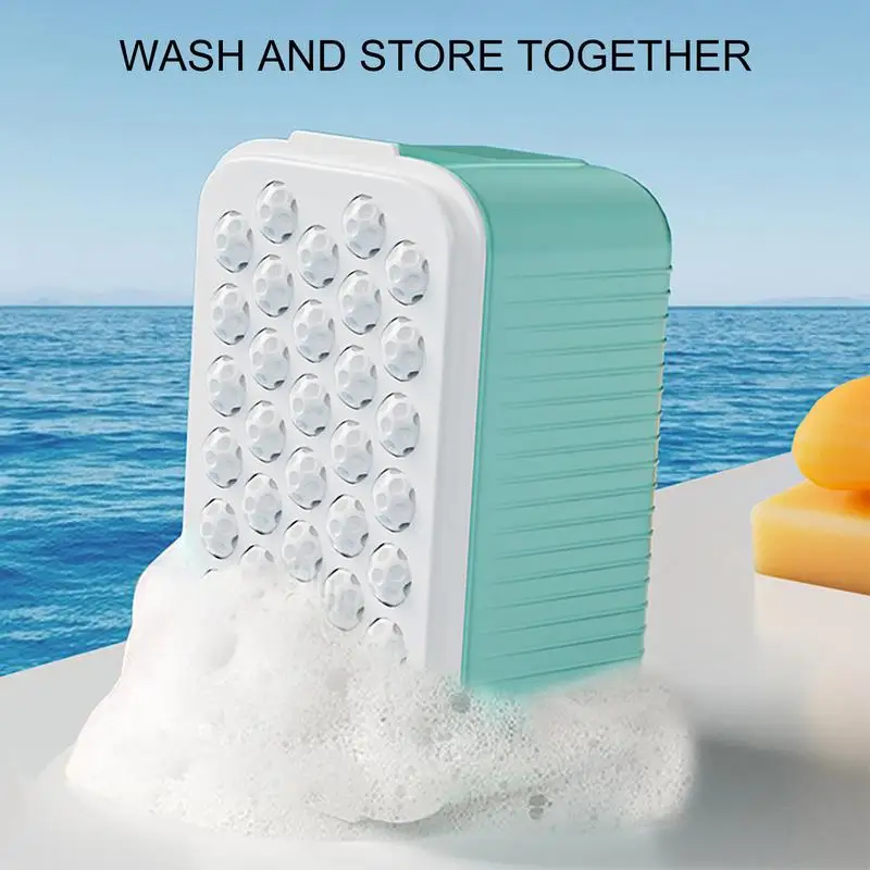 Non-Slip Foaming Soap Dish Hand Free Scrubbing Soap Box Portable Automatic Foaming Box For Bathroom Travel Handwashing Gadget