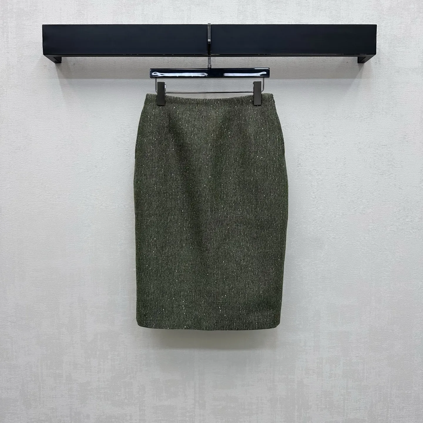 2026 New Olive Green Patterned Dotted Glittered Half-Dress High-Waisted Hairpin Mid-Length Skirt