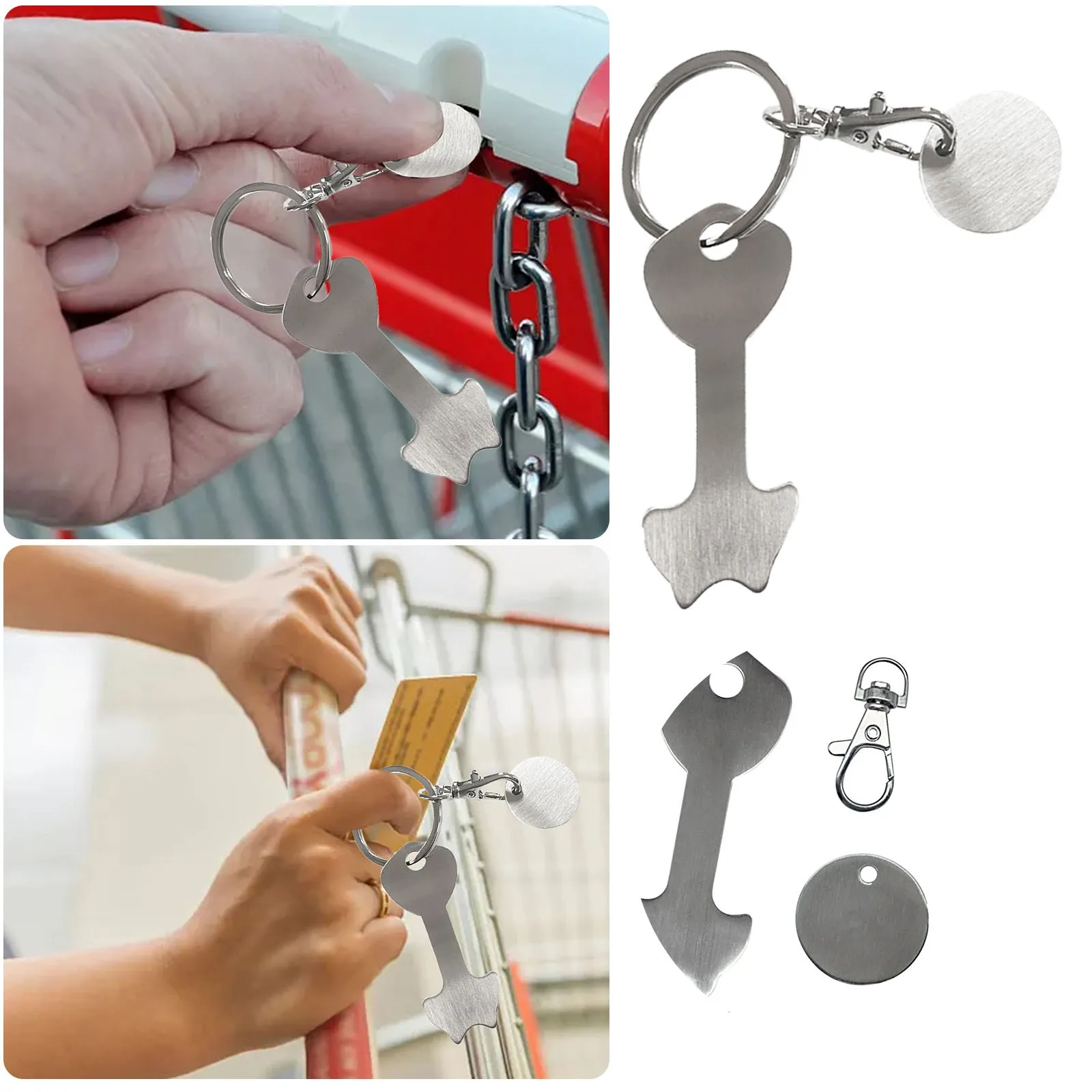 Small Zipper Pouch Wallet Metal Shopping Alloy Key Aluminum Ring Trolley Decoration Hangs New Shopping Trolley Cute Key Charms