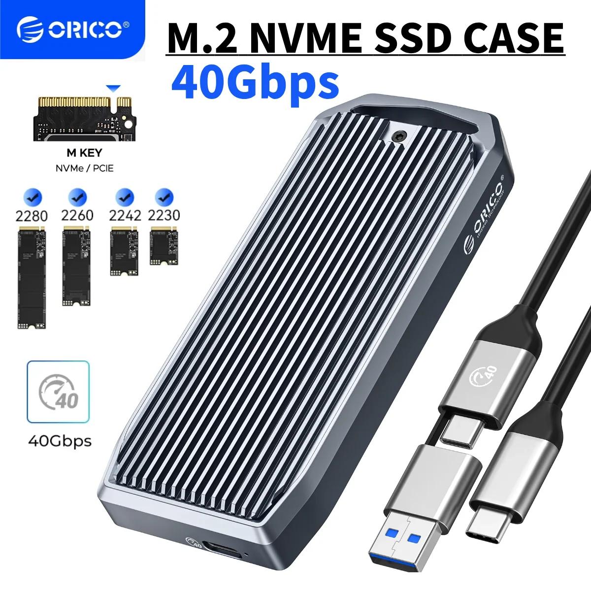 ORICO M2 SSD Case M2 NVMe SSD Enclosure Adapter Compatible with Thunderbolt 3 4 USB3.2 USB 3.1 3.0 Type-C External SSD Enclosure