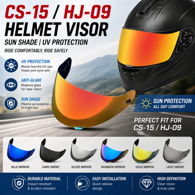 

HJ09 Helmet Visor for CL16/CL17/CLST/CLSP/CSR1/CSR2/CS15/TR1, Electroplated Lens, UV Protection Sunshade Anti-Glare Windproof Sh