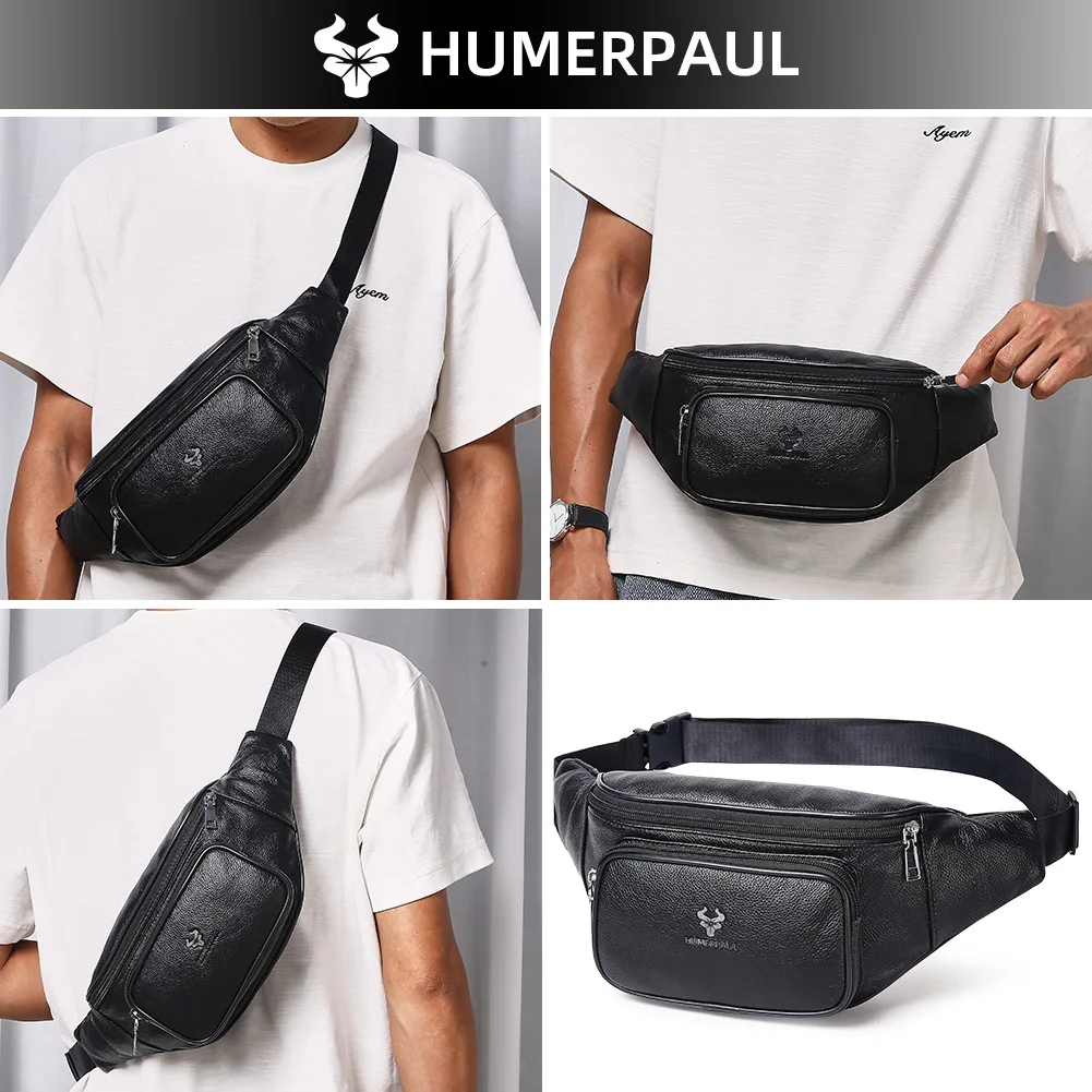 

Men's travel crossbody bag, high-end genuine leather multi-purpose waist bag, large-capacity single-shoulder backpack
