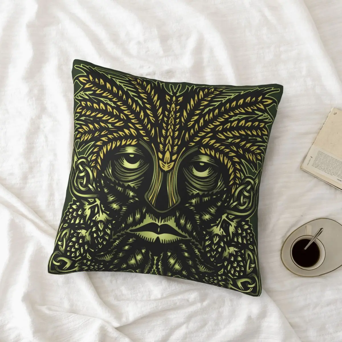 

The Hops & Barley Green Man Pillowcase Printed Cushion Cover Sofa Waist Pillow Pillow Cover