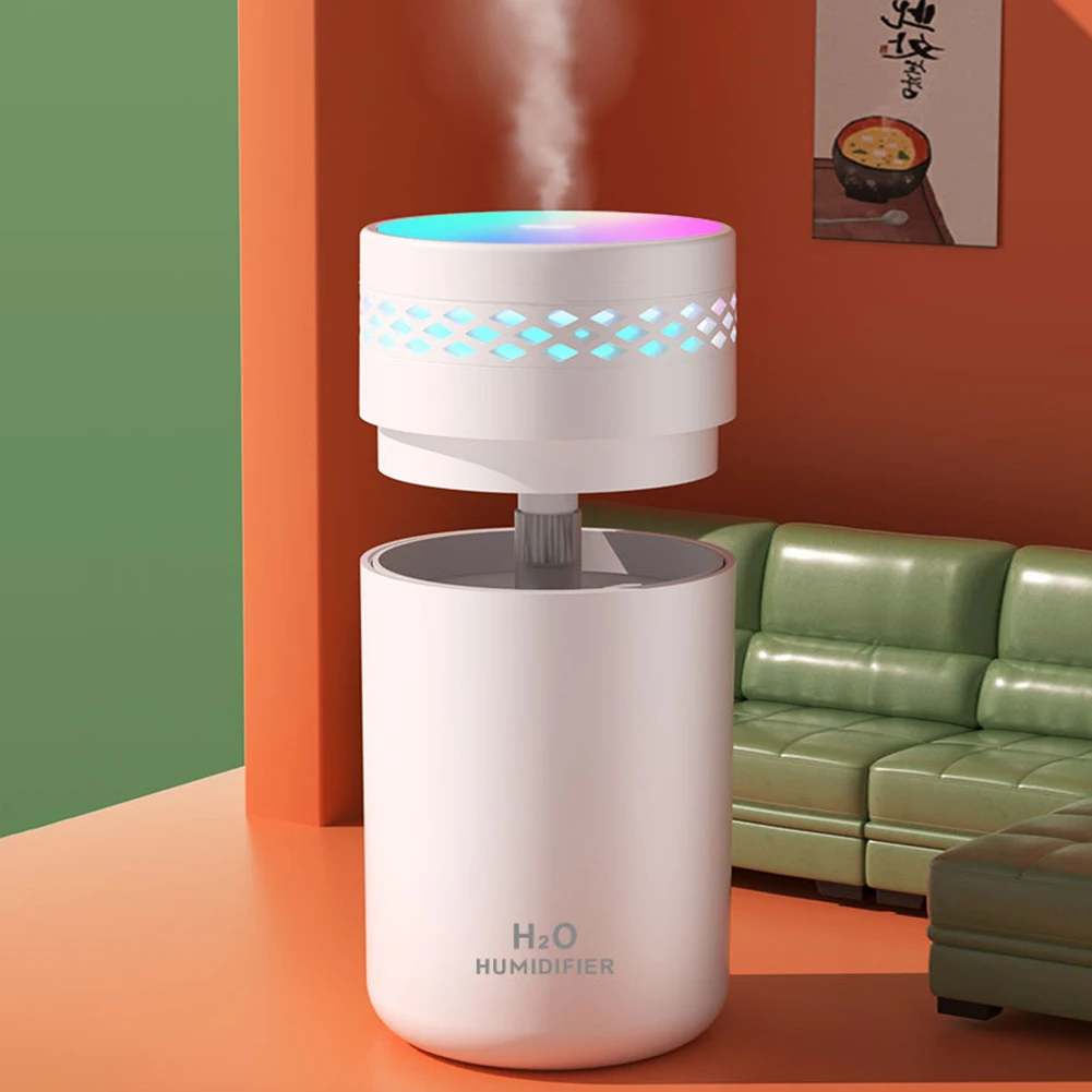 Humidificador de aire portátil para coche, difusor con luz de ambiente, carga USB, humidificadores de escritorio silenciosos para dormitorio y oficina