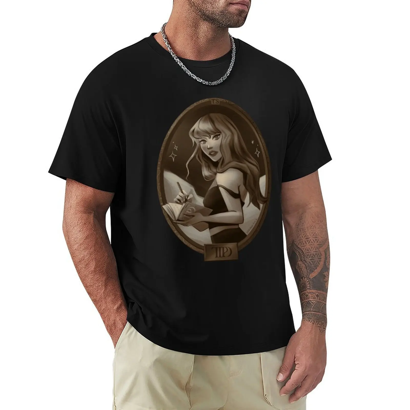 Tortured Poet (Sepia) T-Shirt Regular Fit Plain Tee Shirt