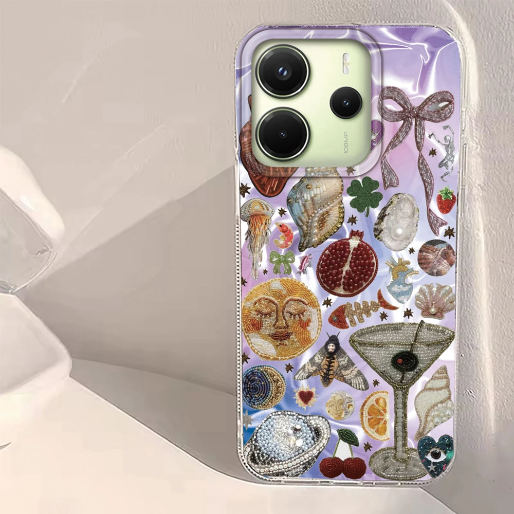 

Purple Face Sun Stars Women Girls Phone Case for Xiaomi Redmi Note 14 13 12 11 11S 10 9 8 Pro 9C 13C 14C A5 A3 A4 A3X A1 Cover