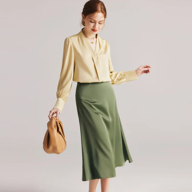 

2026 New Silk Elastic Long-sleeved Mulberry Silk Shirt Silk Women's Shirt Spring and Summer
