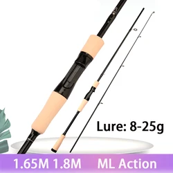 Ultralight High Carbon Rods ML Spinning Casting Fishing Rod 2 Section Travel Lure Rod Jigging Bait Weight 8g-25g 1.8m 1.65m