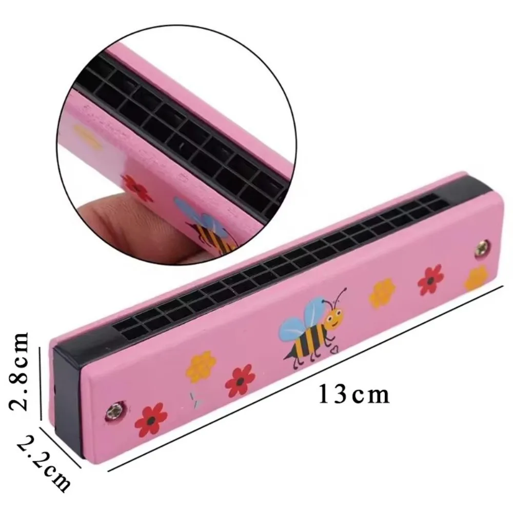 New 16 Holes Wooden Harmonica Melodic Colorful Painted Melodica Cute Cartoon Orff Instrument Music Teaching