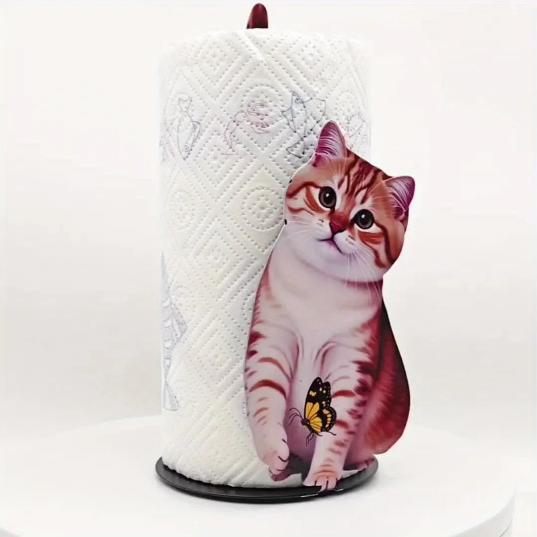 3D Cute Cat Toilet Paper Holder, Household Desktop Cartoon Roll Paper Storage Rack, High-Looking and Practical Kitchen Storage Item