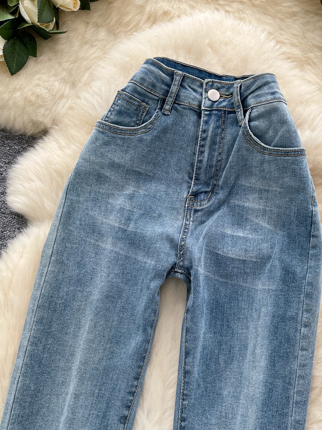 

High Waist Slim Fit Blue Jeans Casual Faionable Trousers Korean Sle Summer 2025 Pencil Pants Long Zipper Wide Leg Pants