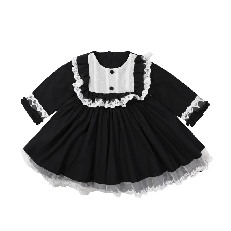 Girls Dress Kids Dresses Autumn Spring 2022 New Long Sleeve Lace Vintage Dress Children Party Dress Vestidos Girls Clothes 2-7Y